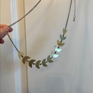Beautiful!! Free People Gold Tone Moon Phases Long Necklace Boho Festival Summer